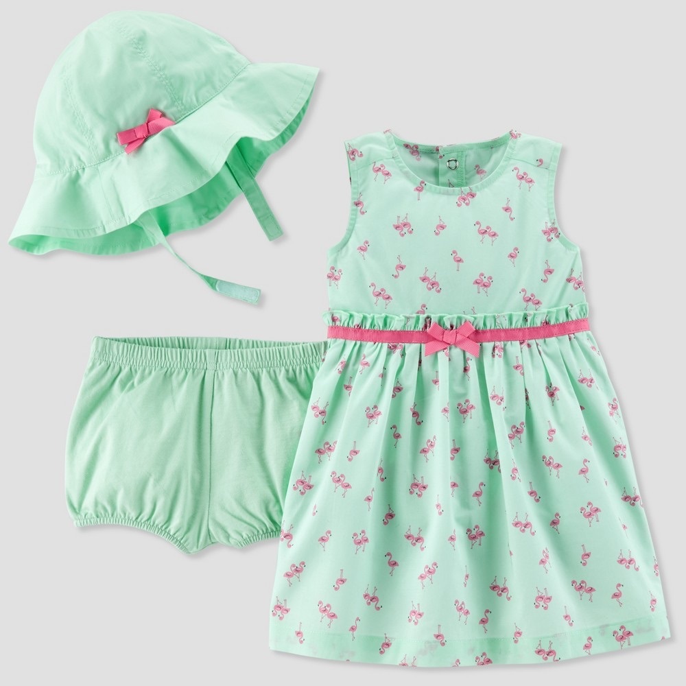 Baby girls flamingo hat/dress set